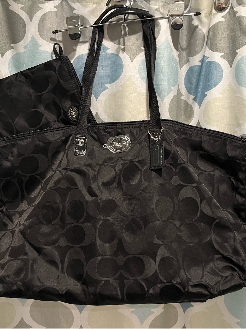 Coach Black Signature Getaway Collection Y2K Weekender Tote with PouchPristine